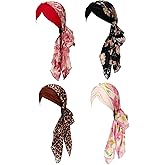 Fourluoo 4 Pcs Chemo Headwear for Women, Cancer Chemo Head Wraps Turbans for Women Patients Breast Cancer Month Gifts