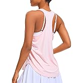 JOYSPELS Workout Tank Tops for Women, Ice Silk Quick Dry Athletic Running Shirts, Loose Fit Racerback Gym Tops