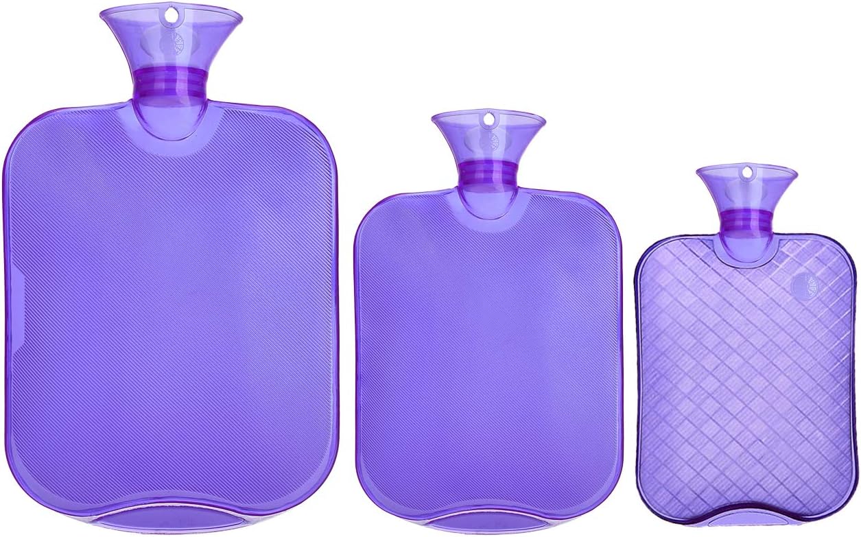 Attmu 3 Pack Classic Rubber Transparent Hot Water Bottles for 3 Different Sizes, 2 Liter, 1 Liter and 0.5 Liter - Blue: Health & Personal Care