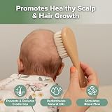 haakaa Wooden Baby Hair Brush Natural Wool Bristles in Carry Pouch view 2