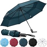 PTEROMY Windproof Compact Travel Umbrellas for Rain and Sun, Withstands 85MPH Winds Auto Open Close Folding Umbrella with Ergonomic Handle, Quick Dry Canopy for Commuting or Backpack