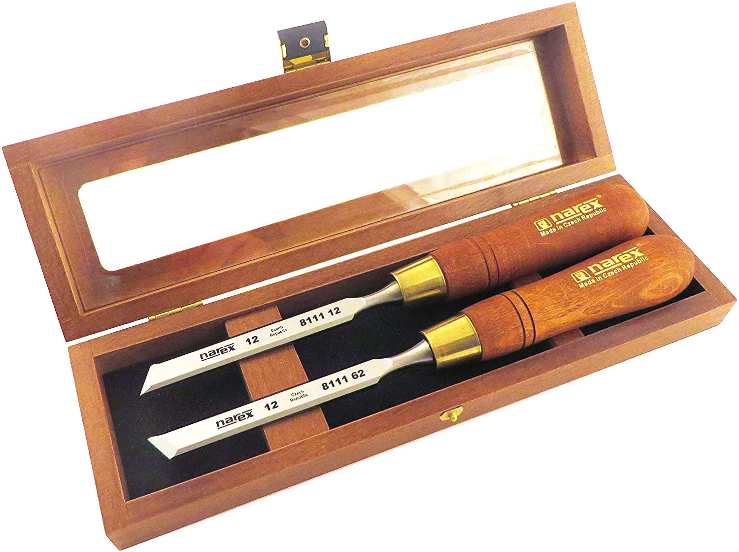 Narex Right & Left Skew Paring Chisels 12 mm in Wooden Box, Set of 2 pcs