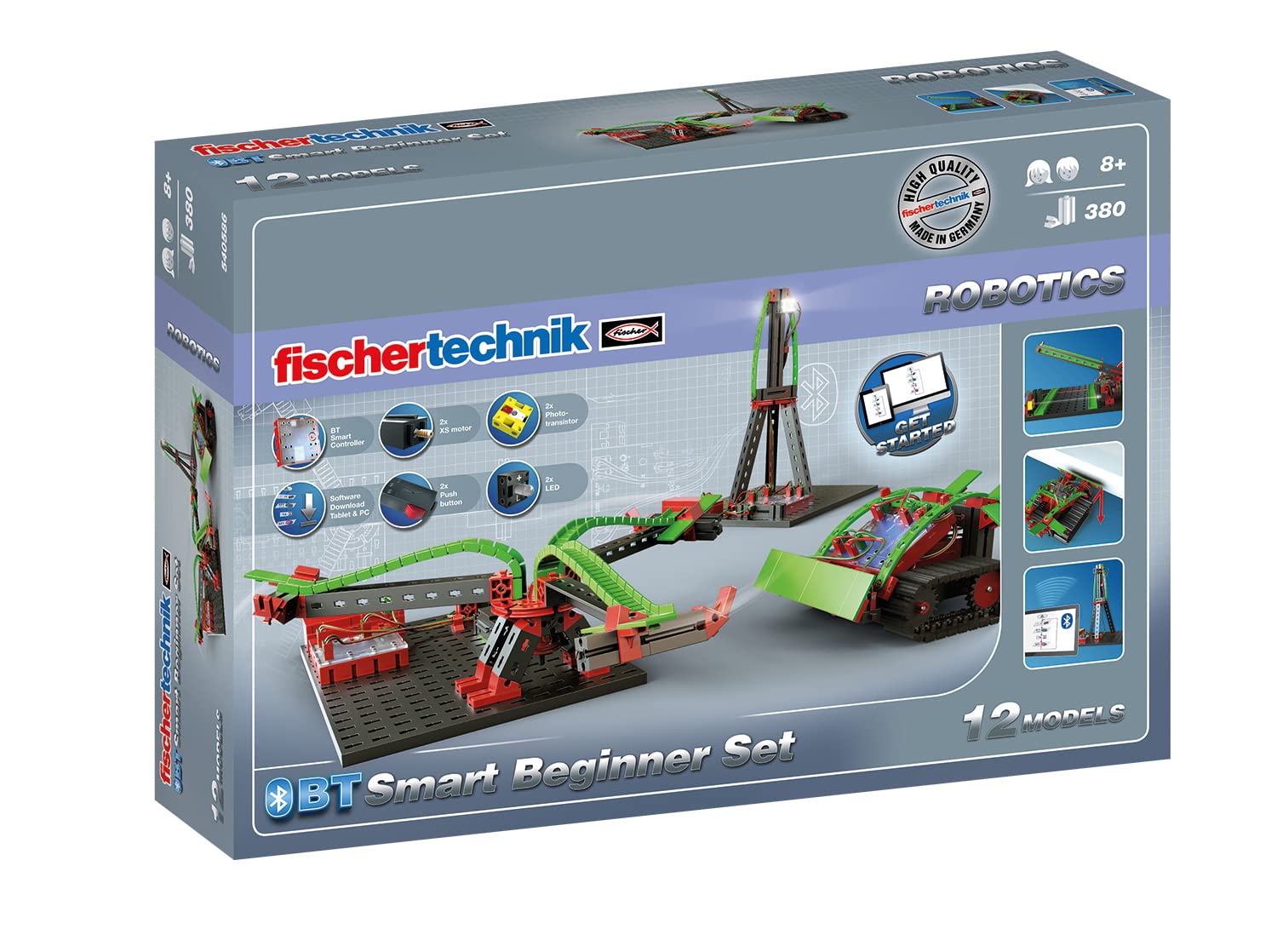 fischertechnik 540586 Robotics BT Smart Beginner Set, Bluetooth Kit for Children from 8 Years, Robot Toy with Sensors, Motors & Light Barriers