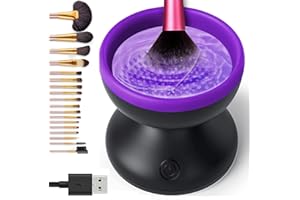CENNYO Makeup Brush Cleaner, Automatic Makeup Brush Cleaner Solution,Electric Makeup Brush Cleaner Machine, Portable Makeup Brush Cleaner Mat for Women, Rechargeable with USB, Easy to Use