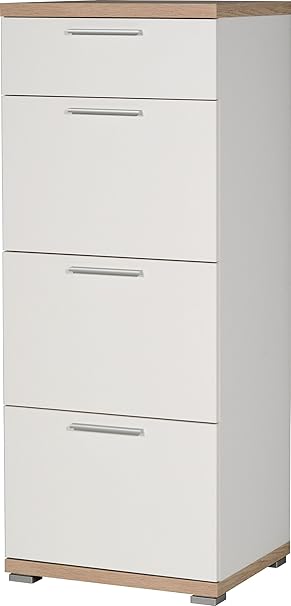 Germania 3203-178 Kommode GW-Top in Weiß/Absetzung Sonoma-Eiche-Nachbildung, 48 x 120 x 40 cm (BxHxT)