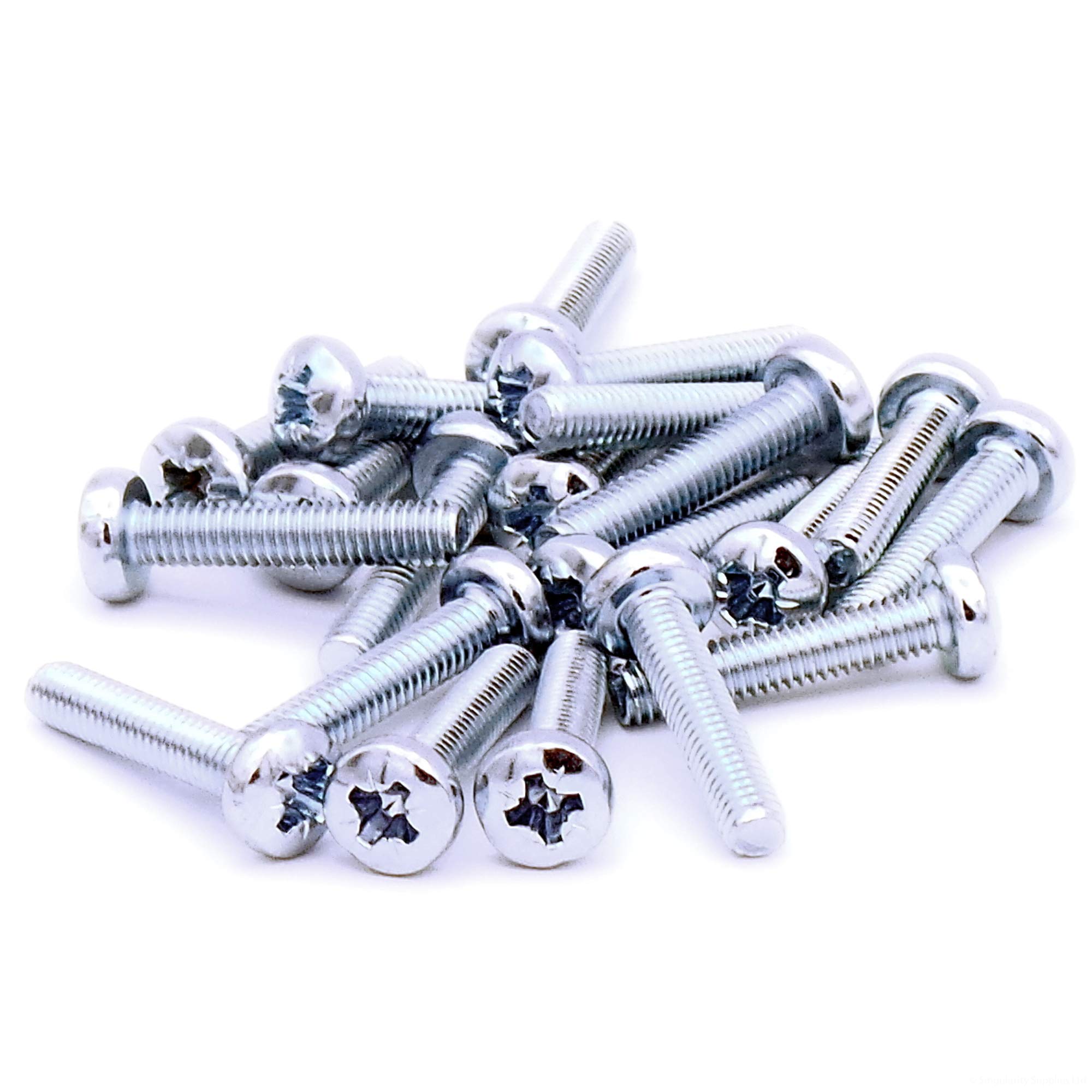 M4 (4mm x 20mm) Pozi Pan Machine Screw (Bolt) - Steel (Pack of 20)
