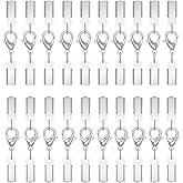 Qulltk 20Sets Cord End Caps with Lobster Clasp Connector,316 Stainless Steel Cord Ends for Jewelry Making Leather Necklace Cord with Clasp 3MM ID End Caps for DIY Bracelets Necklaces