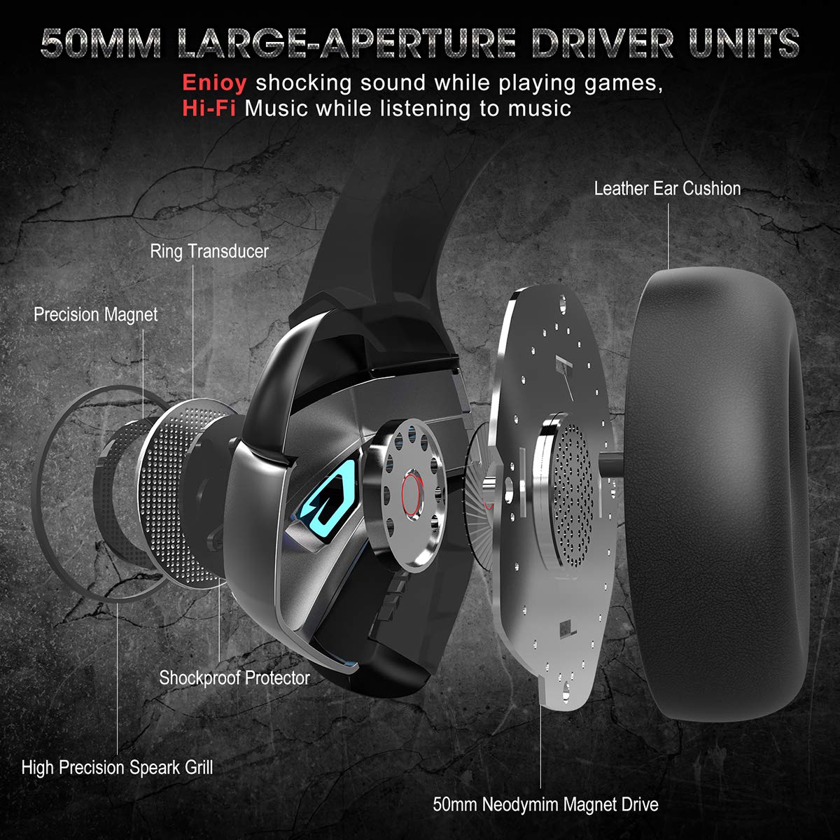 CHEREEKI Cuffie Gaming per PS4, Cuffie da Gioco con Microfono Cancellazione del Rumore, Luce LED e Controllo Volume per PS4/Xbox One X/PC/Nintendo Switch/Laptop/Tablet