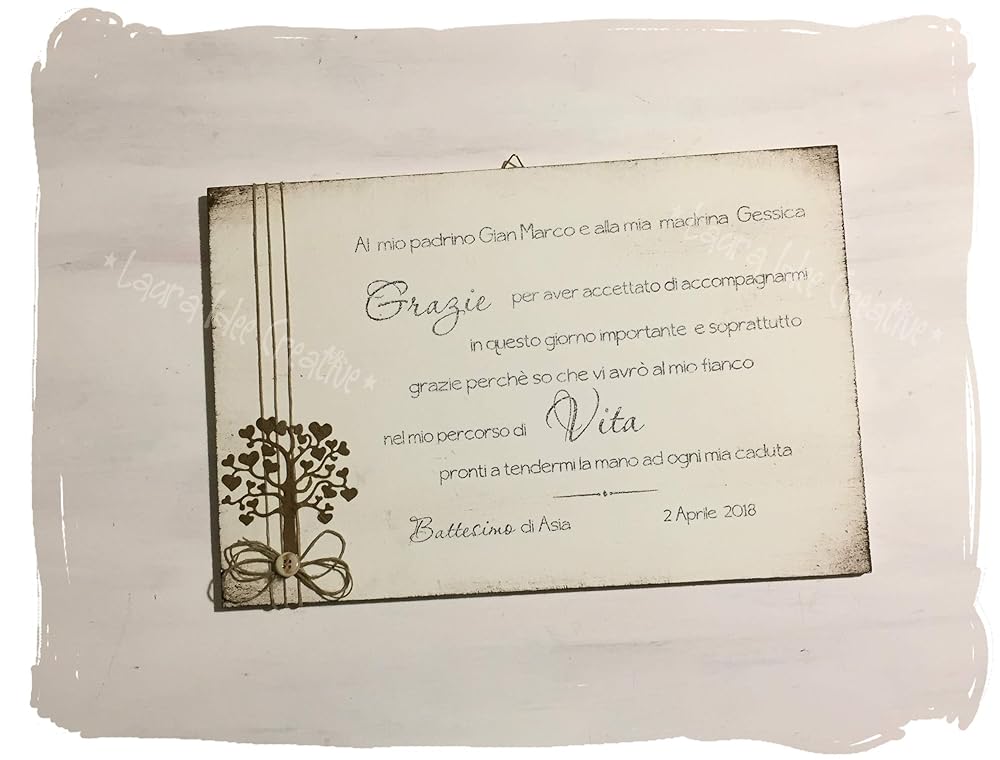 Targa Ricordo In Legno Per Madrina E Padrino Battesimo O Cresima Con Albero Della Vita Idea Regalo Personalizzabile Amazon It Handmade