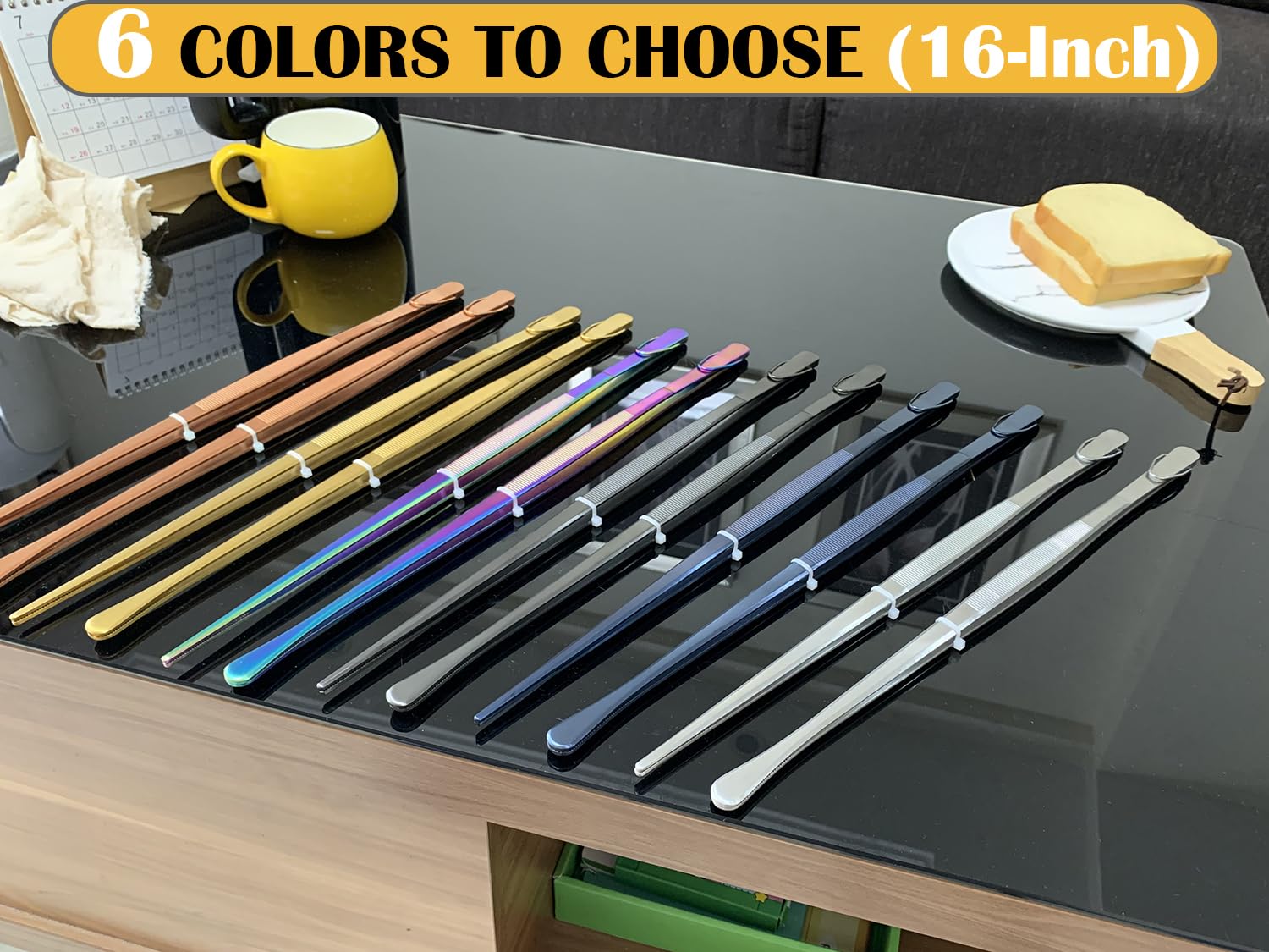 JETKONG 2 Pcs 16-Inch Kitchen Tweezers Extra Long Tweezer Tongs, Heavy Duty Stainless Steel Cooking Tweezers (Silver)