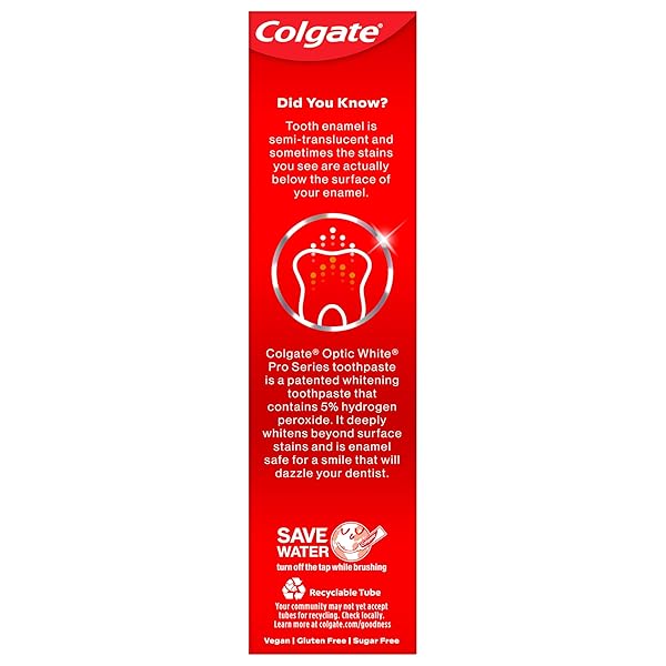 COLGATE OPTIC WHITE PRO SERIES TEETH WHITENING TOOTHPASTE WITH 5% HYDROGEN PEROXIDE, STAIN PREVENTION, MINT, 3 OUNCES (2 PACK)