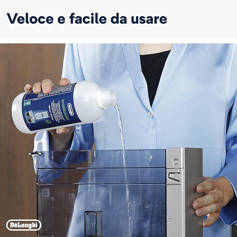 EcoDecalk Decalcificante DLSC500, 5 Dosi di Decalcificazione, Accessorio Manutenzione Macchina da Caffè, Ingredienti di Origine Vegetale, Bottiglia Con 5 Dosi, 500ml