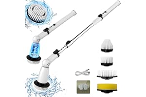 SWTROOM Electric Spin Scrubber, 2024 Upgraded Bathroom Cleaner, Power Shower Cleaning Brush with Extendable Handle & 4 Brush Heads, Dual Speed & USB-C Charging, Shower Scrubber for Bathtub, Tile, and Floor