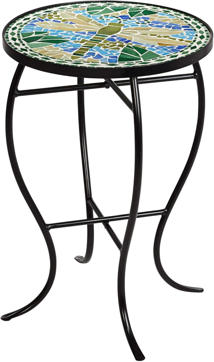 Teal Island Designs Dragonfly Mosaic Black Iron Outdoor Accent Table: Home Improvement