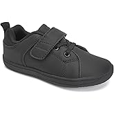 WateLves Toddler Little Kid Wide Barefoot The First Walking Shoes Girls Boys Leather Uniform Dress Shoes Lightweight Splay Naturally Minimalist Sneakers (Black, 23)