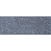 WaterHog Welcome Mat for Indoor/Outdoor, 2’ x 5’, Made in USA, Durable & Water-Resistant, Dirt Trapping Mat, Decorative Front Door and Entryway Rug, Brittney Leaf Design, Bluestone