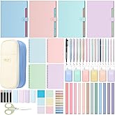 Geyoga 61 Pcs Aesthetics School Supplies, 5 Retractable Gel Ink Pens Pencil Case 6 Mechanical Pencil 12 Cute Highlighters 4 Expanding File Folders 4 Notebook for College Essentials(Light Blue,Fresh)