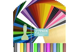 HAWERSI Permanent Adhesive Vinyl for Cricut Joy Xtra,74 Sheets 8.5" x 12" Permanent Vinyl Bundle with Scraper and Weeding Tool,35 Color Vinyl for Cutting Machine,Suitable for Indoor and Outdoor Decor