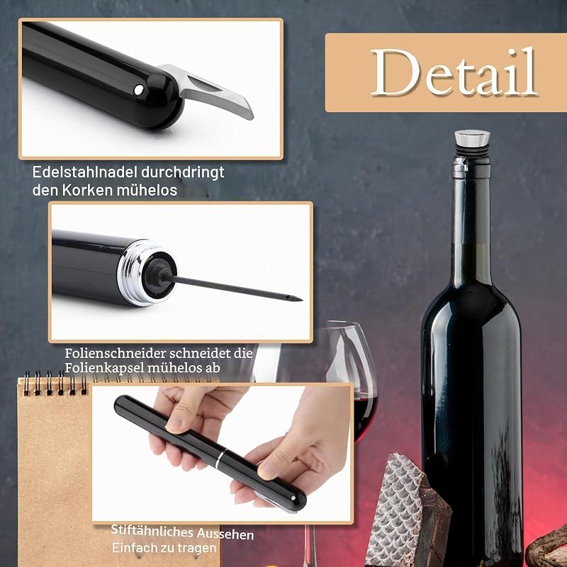 3 PCS Druckluft Korkenzieher Set, Tragbar Manueller Korkenziehers — Foto 3 von 7