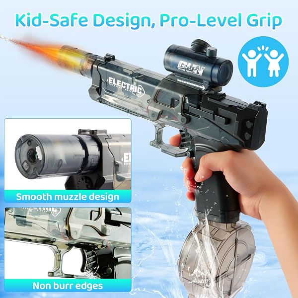 ELECTRIC TACTICAL WATER BLASTER WITH LED EFFECTS, 500ML TANK, 32FT RANGE, DUAL-MODE OPERATION FOR OUTDOOR SUMMER GAMES