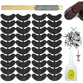 GOETOR Heel Plates 40 PCS Rubber Shoes Heel Taps Tips Repair Pad Replacement Sets with Professional Shoes Glue Rasp Tool and Nail for Boots and Shoes (Black)