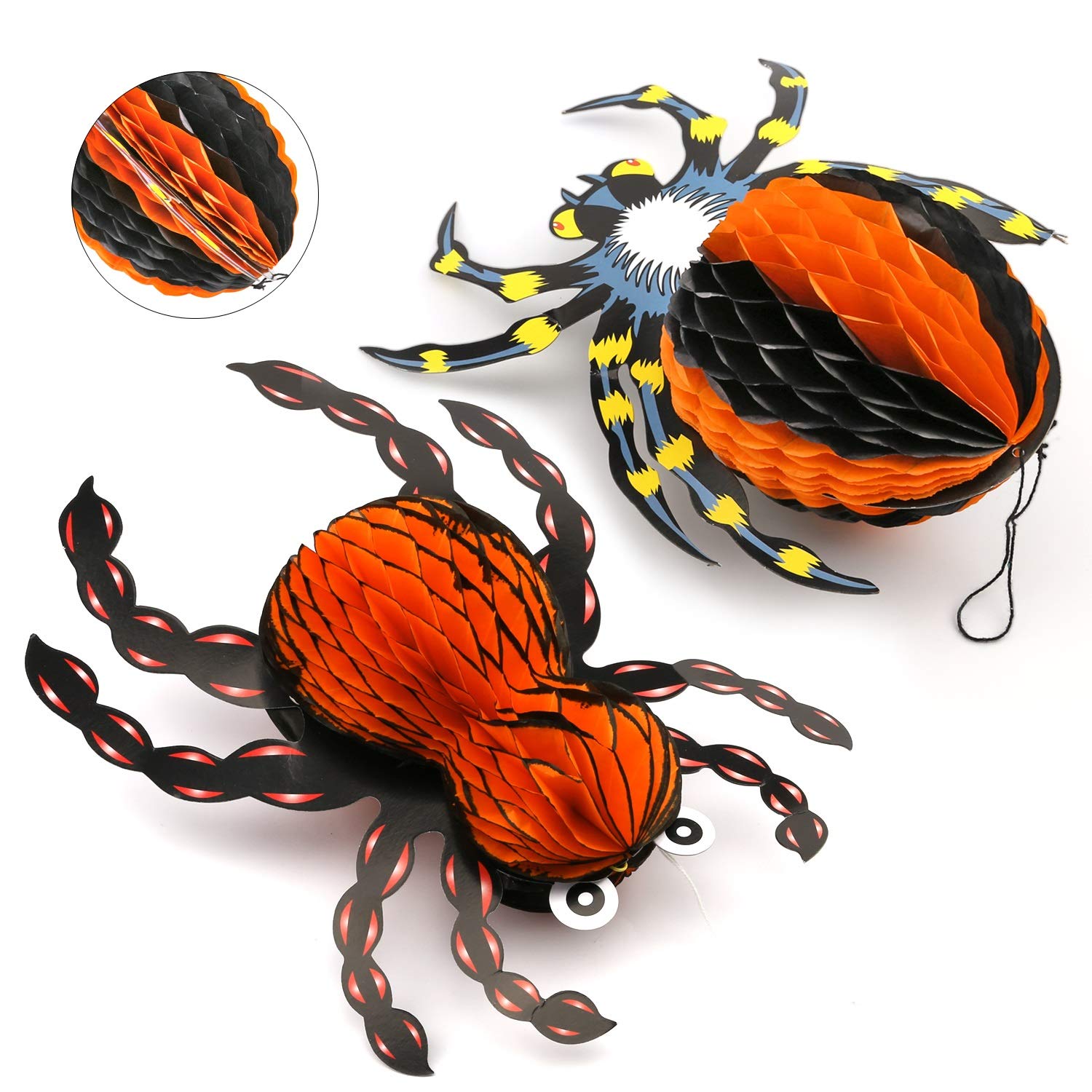 Napravi Rs Howaf 6 Pcs Halloween Suspendu Decorations Chauve Souris Fantome Araignee Citrouille En Nid Dabeille Ornements Pour La Fete Dhalloween Decoration Interieur Exterieur Jardin Maison Hantee Pompons De Tissu Decorations