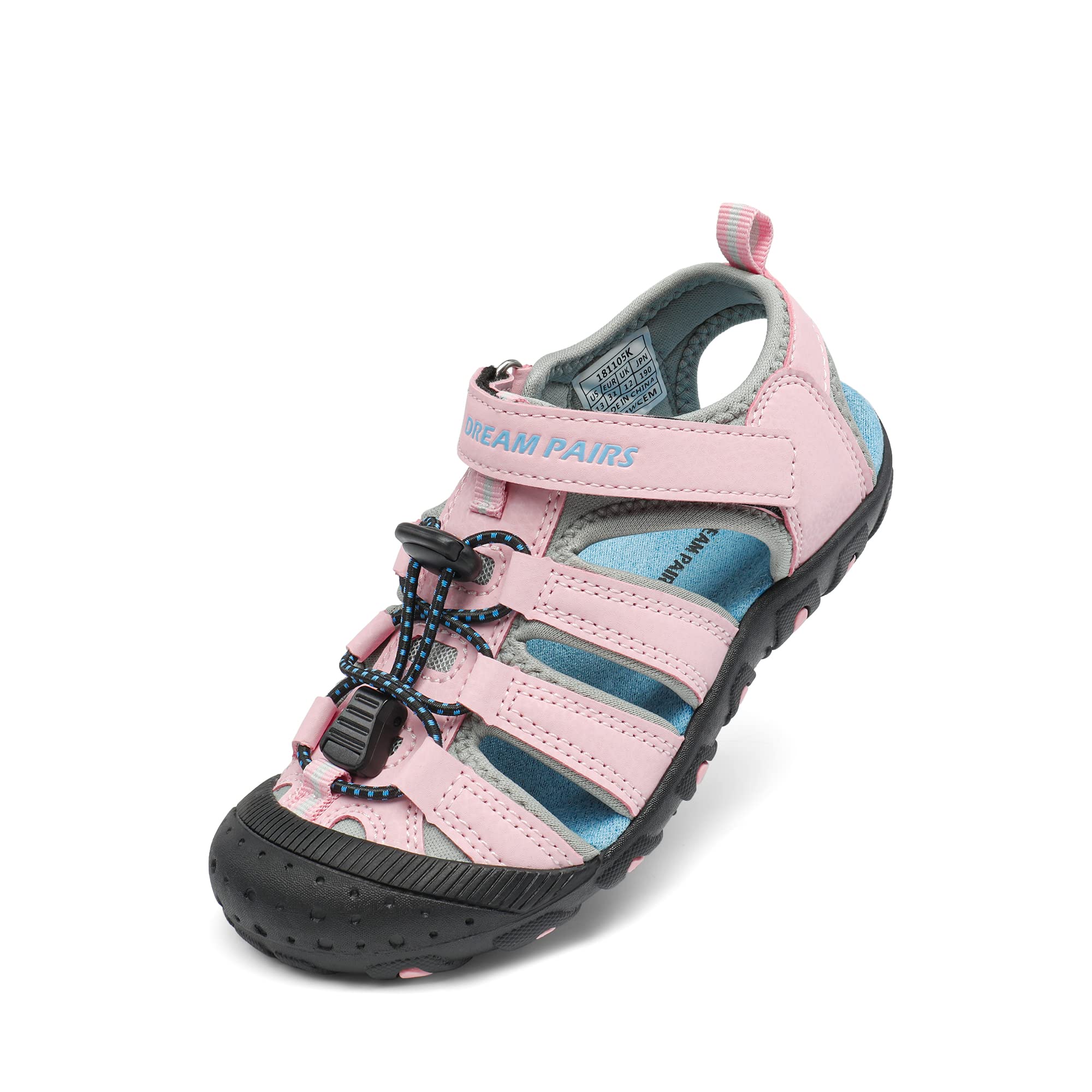 DREAM PAIRS Boys Girls Closed-Toe Outdoor Summer Sport Sandals for Toddler/Little/Big Kid,Size 6 Toddler,Pink,181105K Image