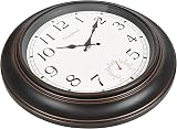 Crosstime 18 Inch Outdoor Clock with Thermometer Waterproof Bronze Garden Clock view 2