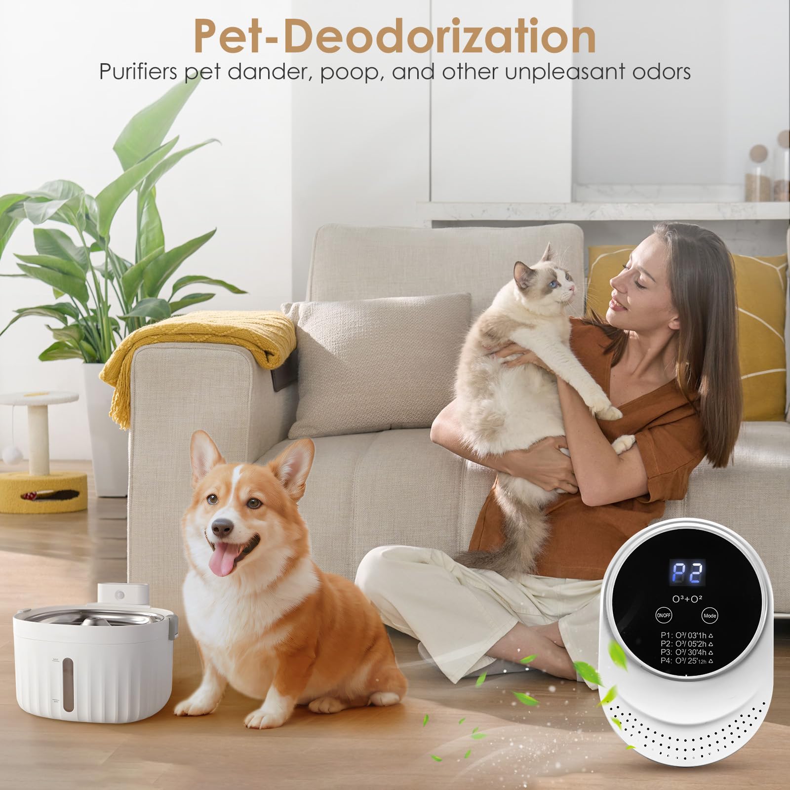 Cat Litter Deodorizer for Litter Box Plug In Air Fresheners for Home Ionizer Air Purifier for Strong Odor Portable Air Cleaner for Bathroom Toilet Living Room Kitchen Pets House Car (1)
