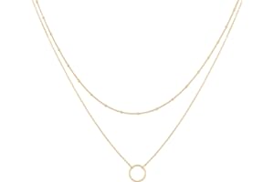 MEVECCO Layered Heart Necklace Pendant Handmade 18k Gold Plated Dainty Gold Choker Arrow Bar Layering Long Necklace for Women pavnud