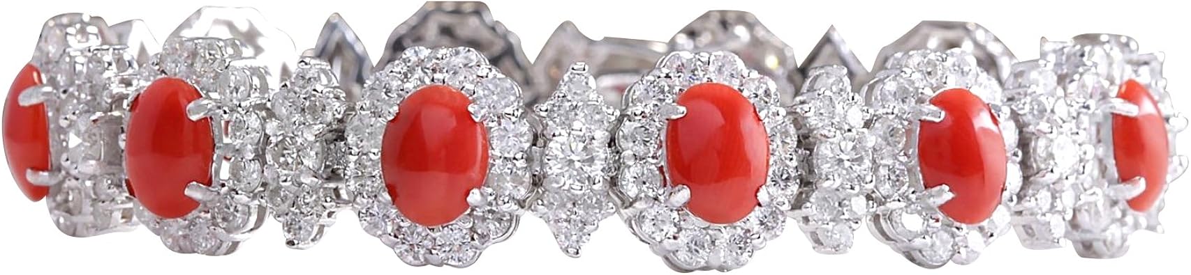 18.77 Carat Natural Red Coral and Diamond (F-G Color, VS1-VS2 703000W-14K