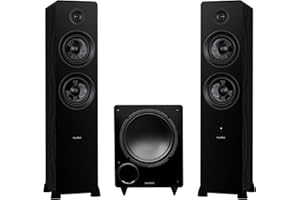 Fluance Ai81 Powered Floorstanding Tower Speakers and DB10 10" Low Frequency Ported Front Firing Powered Subwoofer with 15 Fe