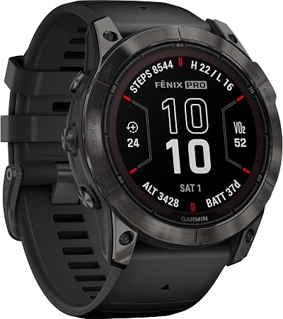 Garmin Fenix 7X Pro Smartwatch Sapphire Solar Multisport DLC Titanium Black Band