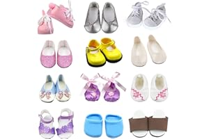 SOTOGO 12 Pairs of 18 Inch Doll Shoes Fits for American 18 Inch Doll Include Sandals Leather Shoes Ballet Shoes