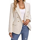 Mina Self 2026 Spring Women's Tweed Plaid Blazer Jacket - Fully Lined Fashion Business Casual Elegant Work Coat Pockets