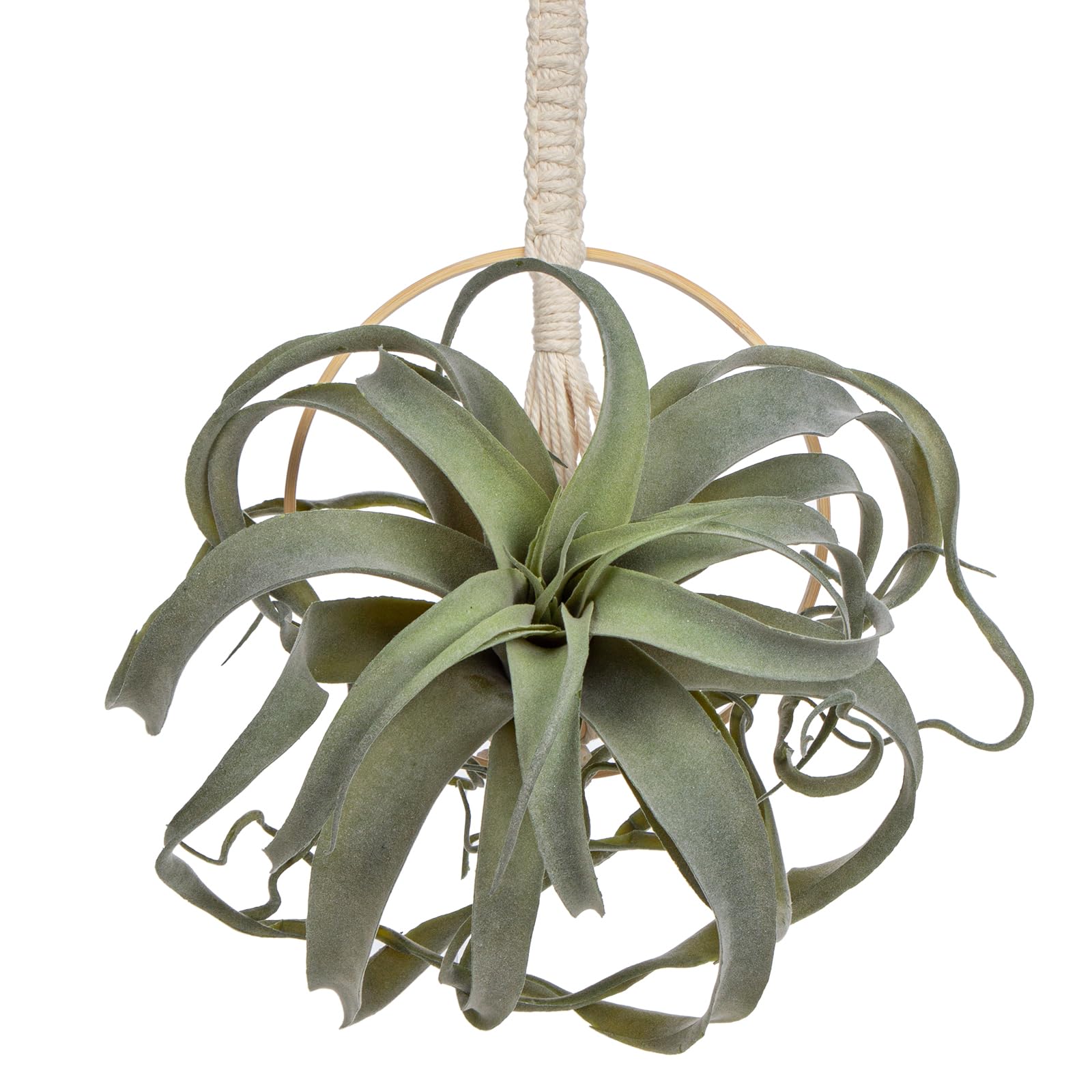 Briful 25" Hanging Plant Artificial Air Plants Tillandsia Faux Succulents with Woven Cotton Rope, Artificial Tillandsia Indoor Plant Hanging Fake Plants for Home Office Decor