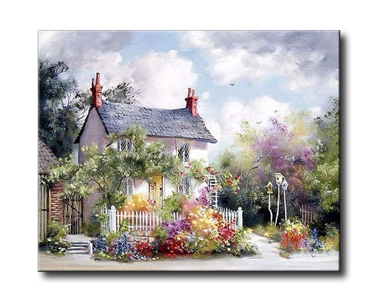 Shukqueen DIY Oil Painting, Adult's Paint by Number Kits, Houselet 16X20 Inch (Frameless)