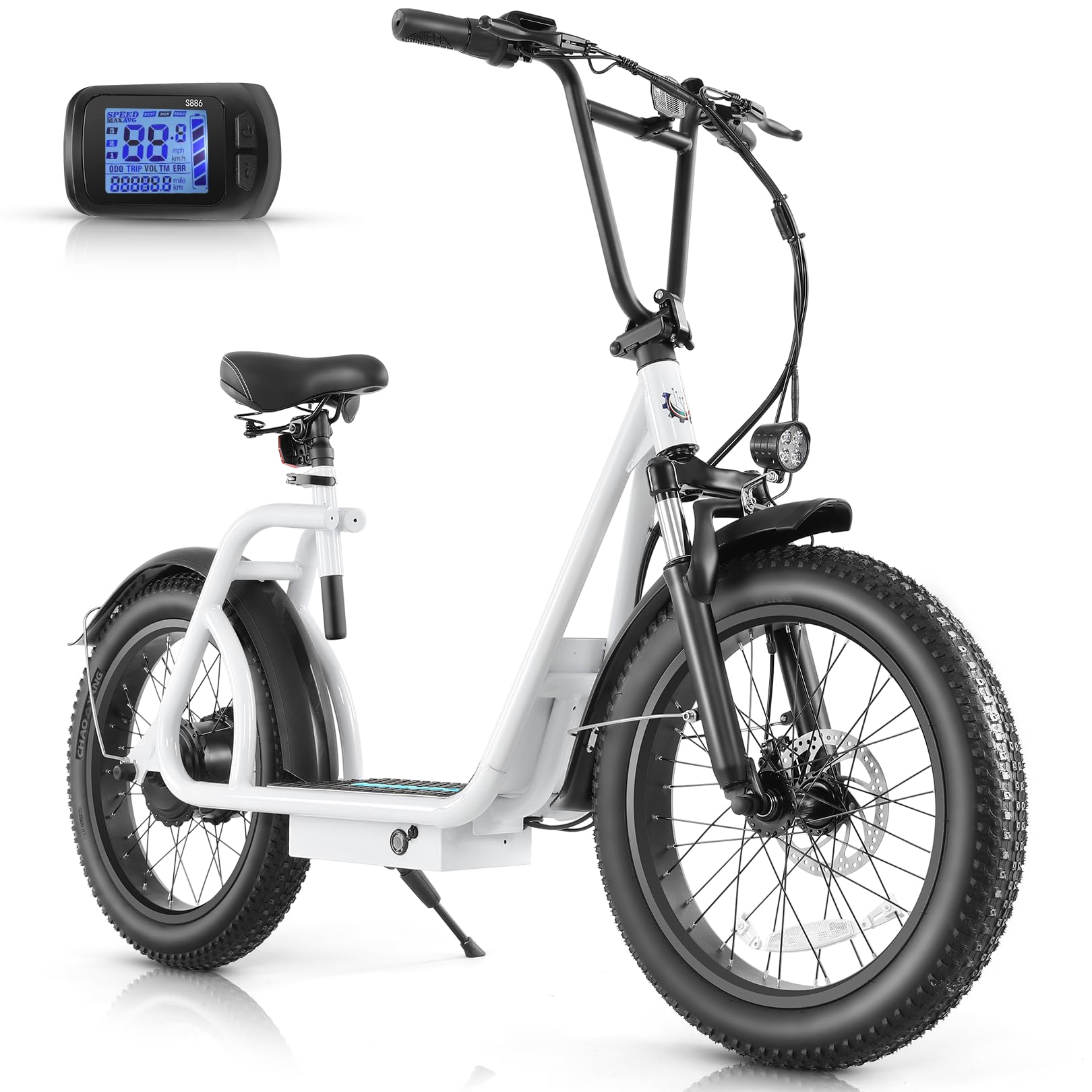 Photo 1 of ****DAMAGED POWER CABLE***
Caroma 819W Foldable Electric Scooter Adults, 20" Fat Tire Electric Bike with 500Wh Battery, Up to 30Miles & 20MPH, Adult Electric Bicycles for Commuting with Basket&Adjustable Seat