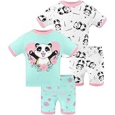 DAUGHTER QUEEN Girls Summer Pajamas Set 4 Pieces 100% Cotton Sleepwear Size 18 Months-12 Years