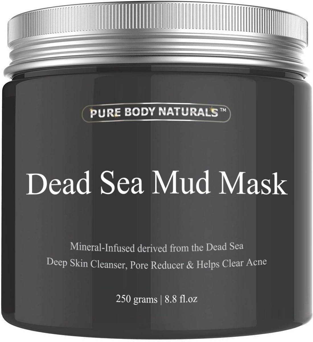 Pure Body Naturals Dead Sea Mud Mask Deep Skin Cleanser for Face and Body, 8.8 -ounce