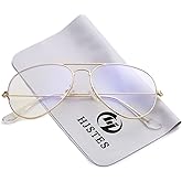 HJSTES Clear Lens Aviator Glasses Blue Light for Women Men Classic Pilot Frame Non-prescription Eyeglasses