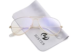 HJSTES Clear Lens Aviator Glasses Blue Light for Women Men Classic Pilot Frame Non-prescription Eyeglasses