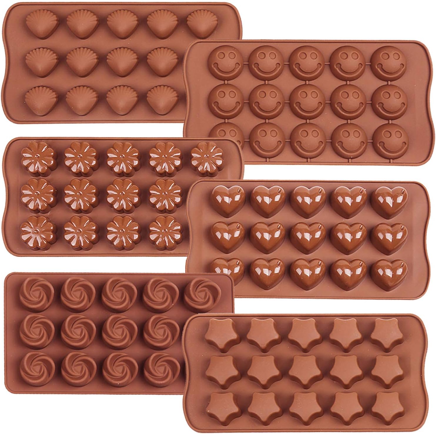 6PCS Pralinenform aus Silikon - schokoladenformen silikonLächeln,Stern ...