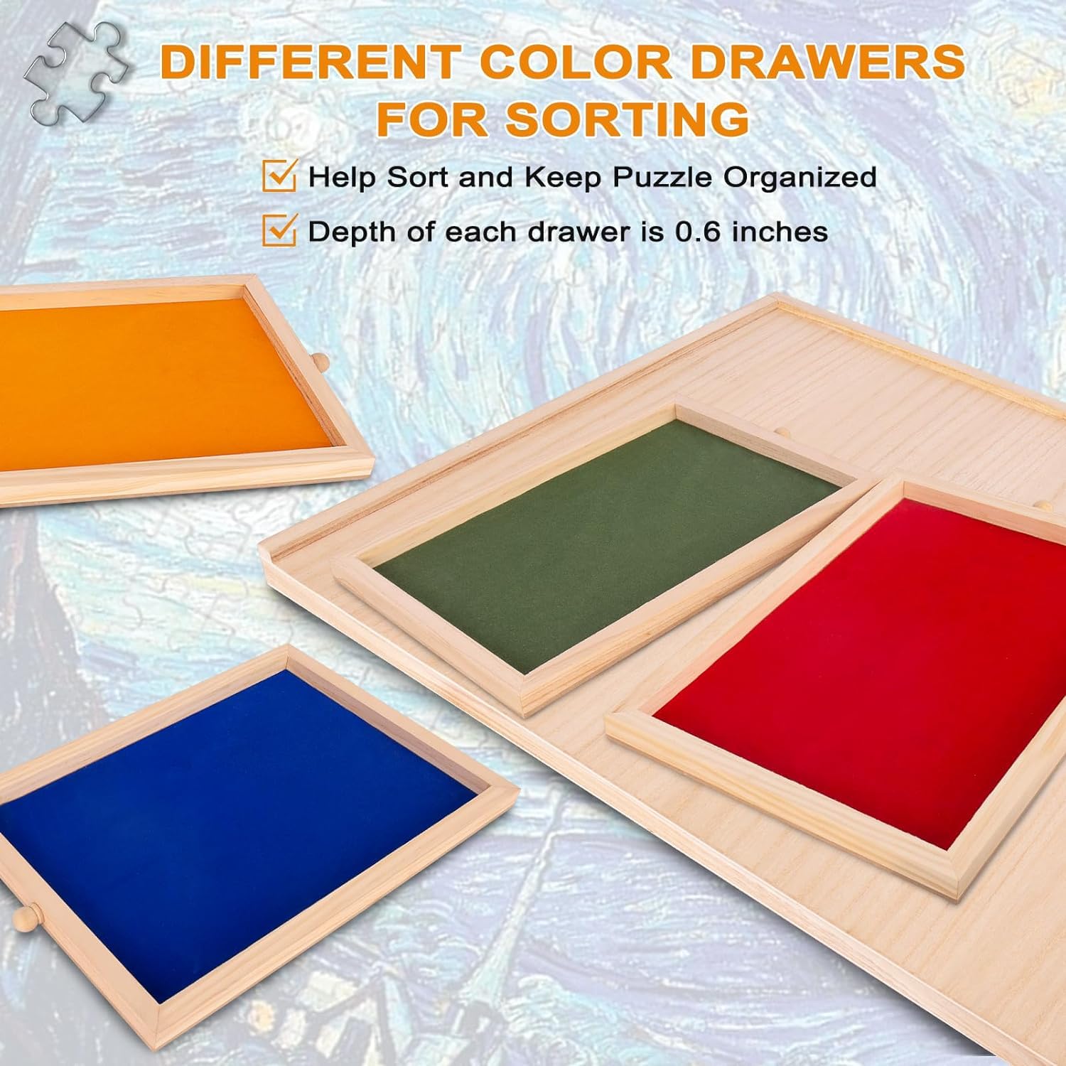 Puzzle Board with Drawers Rotatable 360-Degree Wheels and Cover 30