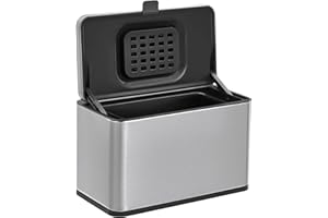 LAND·VOI Indoor Compost Bin 0.8 Gallon / 3 Liter, Includes Charcoal Filter, Compost Container with Detachable Inner Bucket, for Kitchen, Cupboard, Countertop, Brushed Stainless Steel