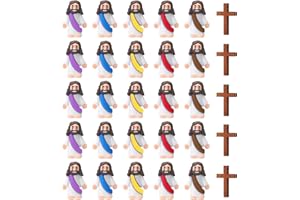 KIDHABE 25 Pcs Little Jesus Figures Mini Rubber Jesus to Hide and Seek Religious Party Favors Baptism Gifts for Easter Egg Stuffers(Colorful)