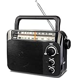 Retekess TR604 AM FM Radio, Portable Simple Plug in Radio with Easy Operation, Powered by 3 D Batteries or AC 110V, Suit for 