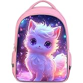 HiMagics Kids School Backpack for Boys & Girls Lightweight Waterproof Bookbag Large Capacity Ergonomic Comfortable Shoulder Straps Ideal for Elementary Middle School and Travel Pink Fox Pattern