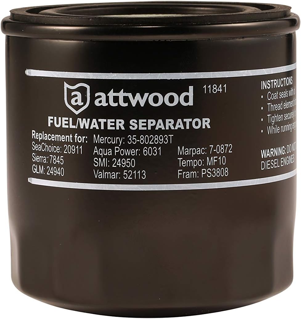 attwood 11840-7 Universal 10-Micron Fuel/Water Separator for 2-Cycle and 4-Cycle Engines, One Size : Boat Fuel Filters : Sports & Outdoors