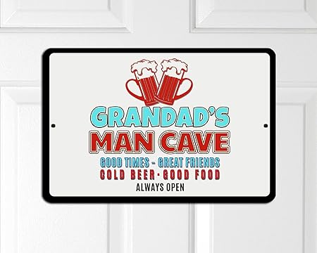 Idee Regalo Per Nonni Natale.Todghrt Cartello In Alluminio Con Scritta Divertente In Lingua Inglese Man Cave Grandad Idea Regalo Per Nonno Nonno Natale Festa Del Papa Amazon It Casa E Cucina